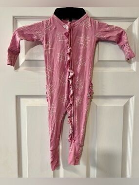 Birdie Bean Bamboo XO Tic Tac Toe Ruffle Bamboo Romper 3-6 Months